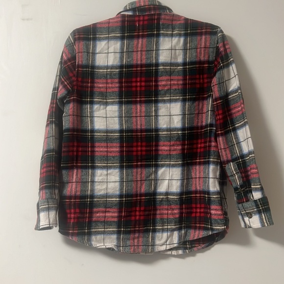Old navy Boys S(6/7) red,green,white plaid flannel button up, EUC - Picture 4 of 4